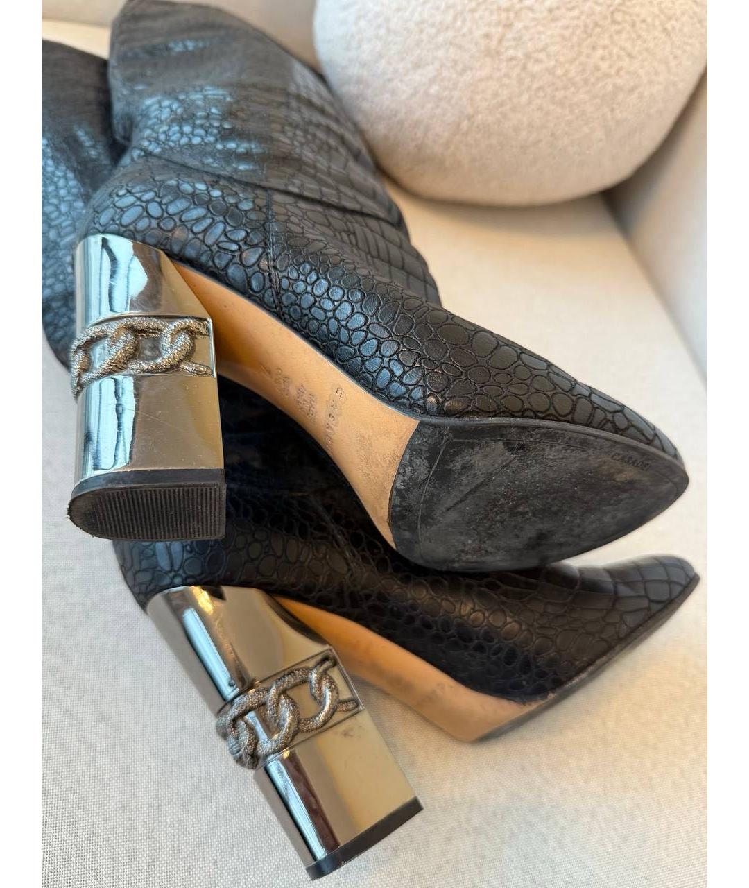 CASADEI Черные кожаные сапоги, фото 5