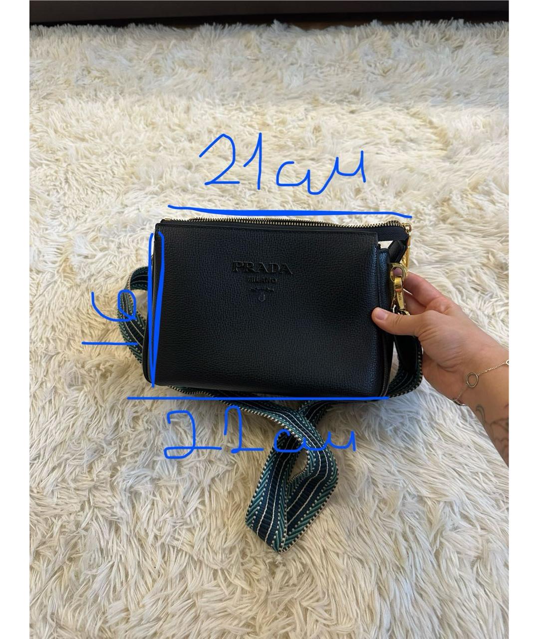 PRADA Черная кожаная сумка через плечо, фото 2