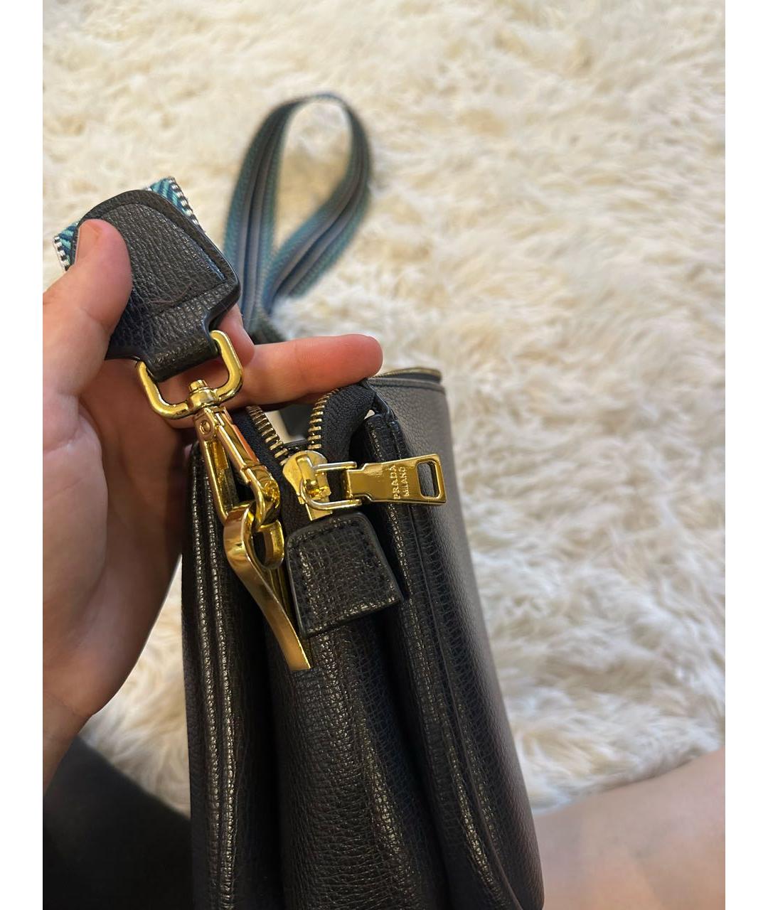 PRADA Черная кожаная сумка через плечо, фото 7