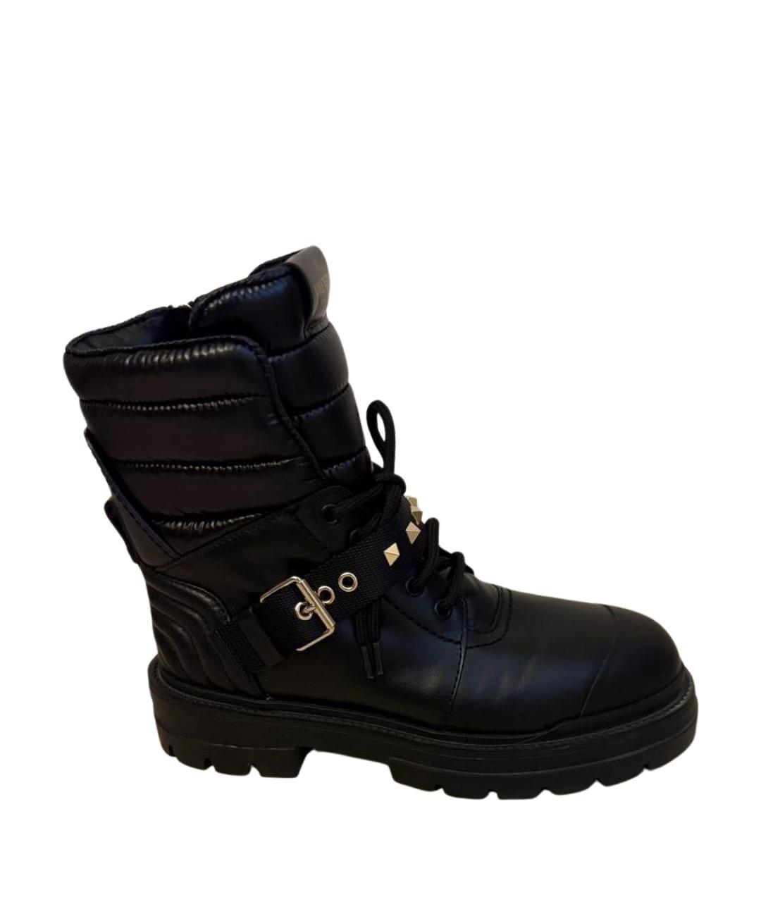 VALENTINO Черные кожаные ботинки, фото 1