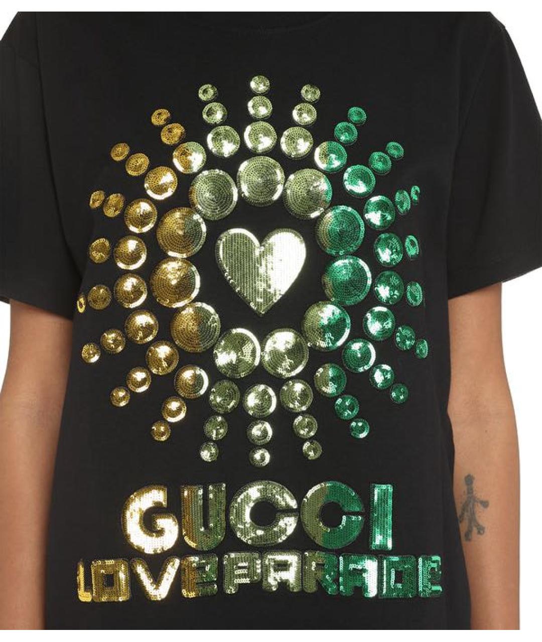 GUCCI Черная хлопковая футболка, фото 2
