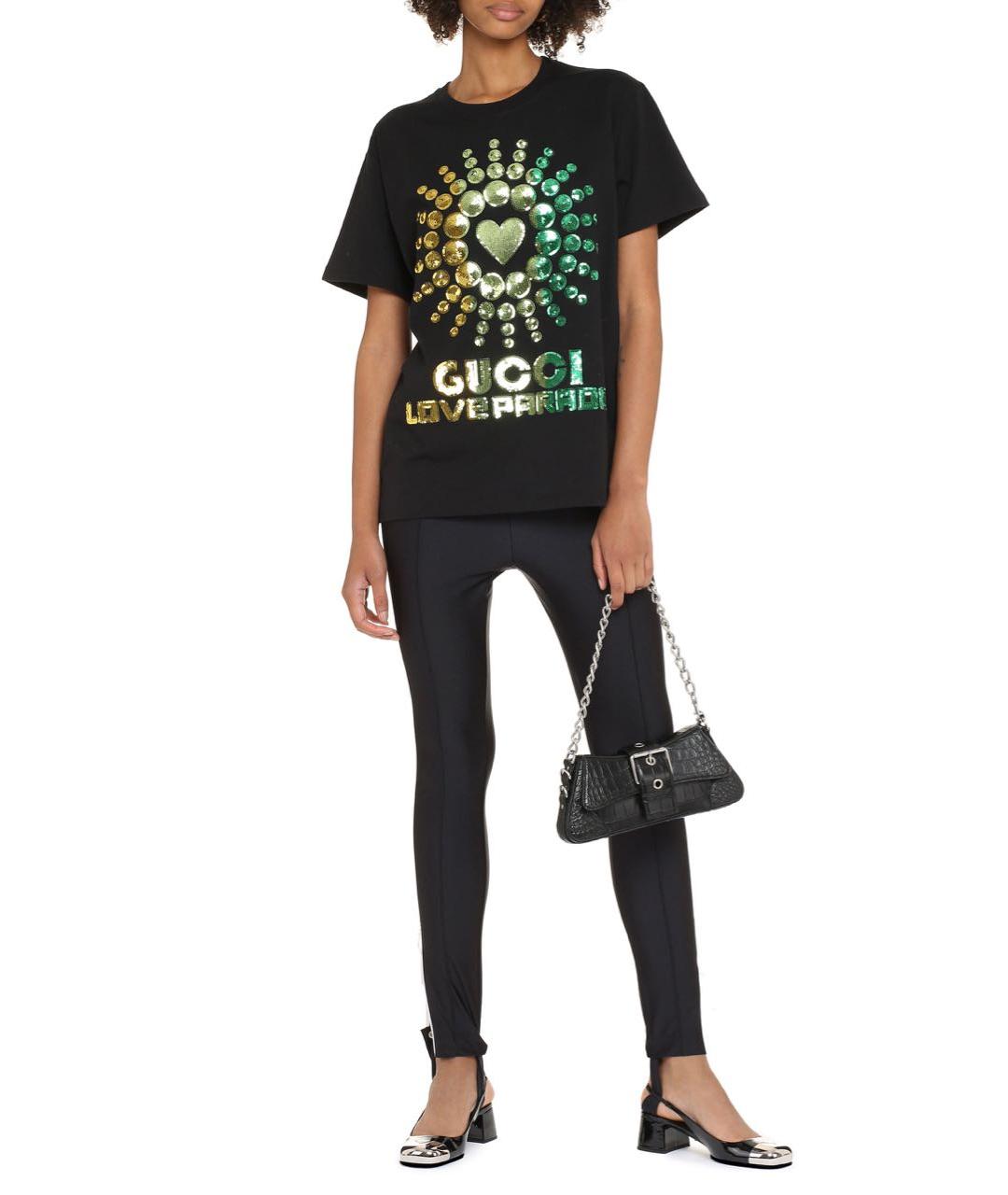 GUCCI Черная хлопковая футболка, фото 3
