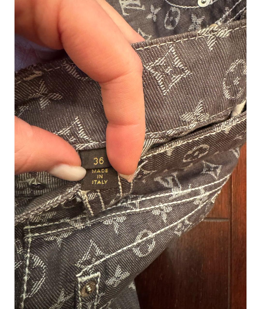 LOUIS VUITTON Серые хлопковые прямые джинсы, фото 5