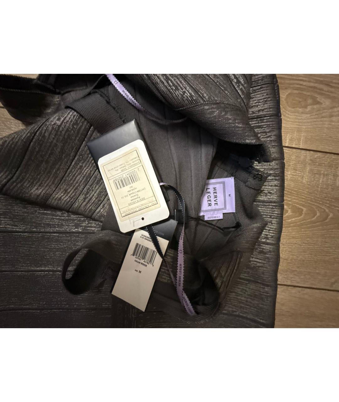 HERVE LEGER Серебряное полиэстеровое коктейльное платье, фото 3