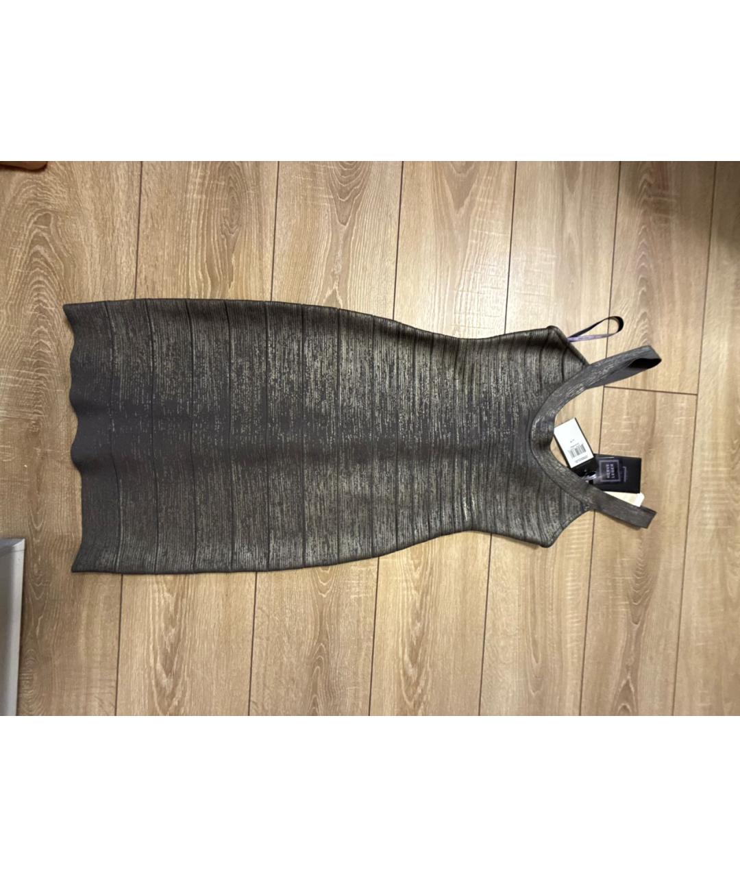 HERVE LEGER Серебряное полиэстеровое коктейльное платье, фото 5