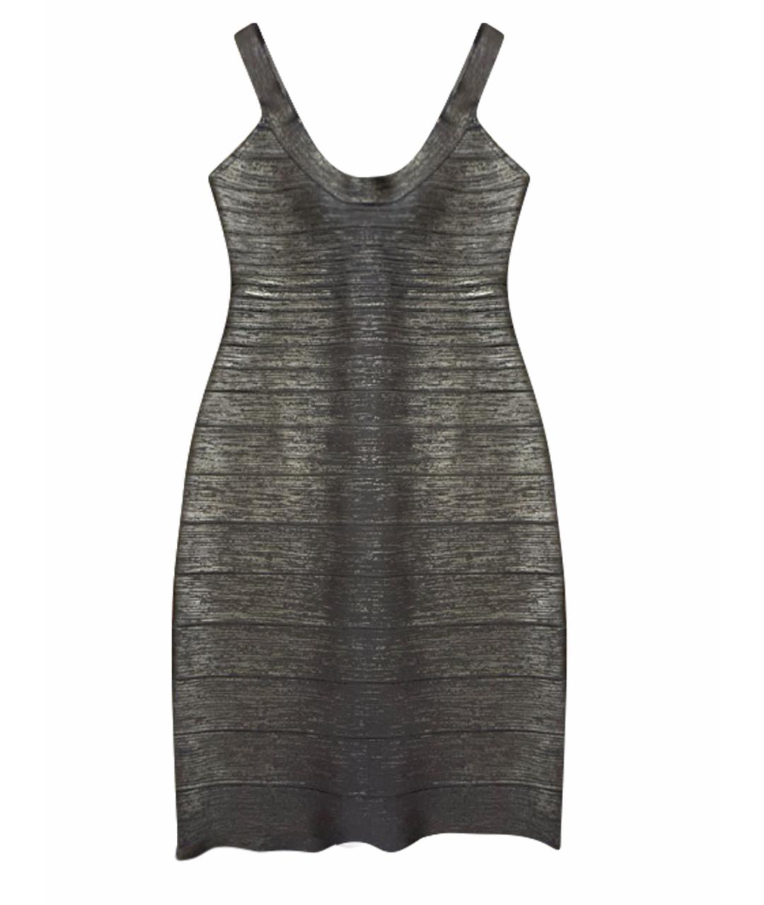 HERVE LEGER Серебряное полиэстеровое коктейльное платье, фото 1