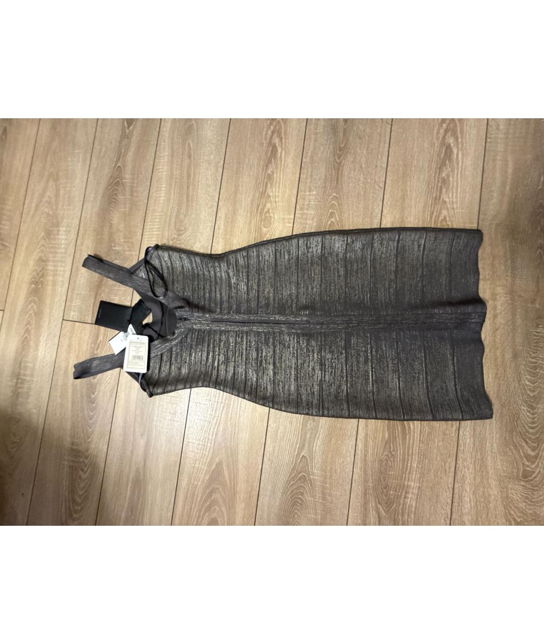 HERVE LEGER Серебряное полиэстеровое коктейльное платье, фото 2