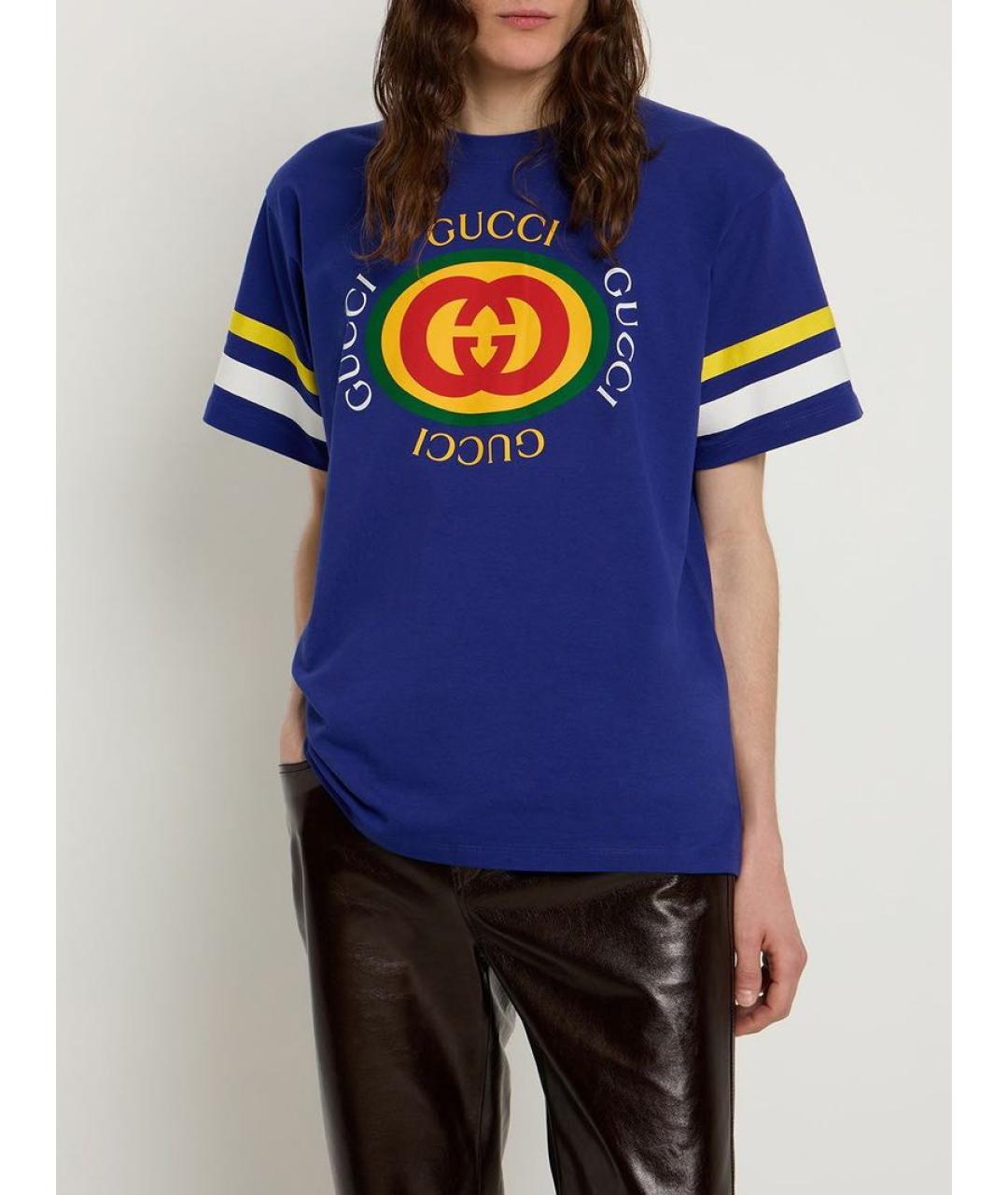 GUCCI Синяя хлопковая футболка, фото 2