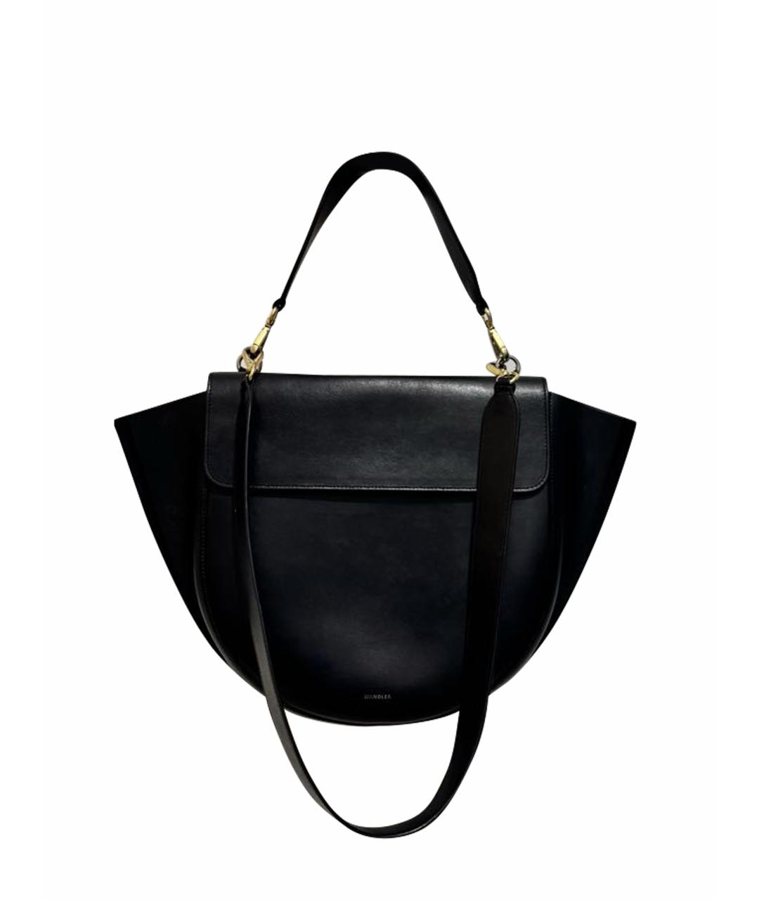 WANDLER Черная кожаная сумка с короткими ручками, фото 1