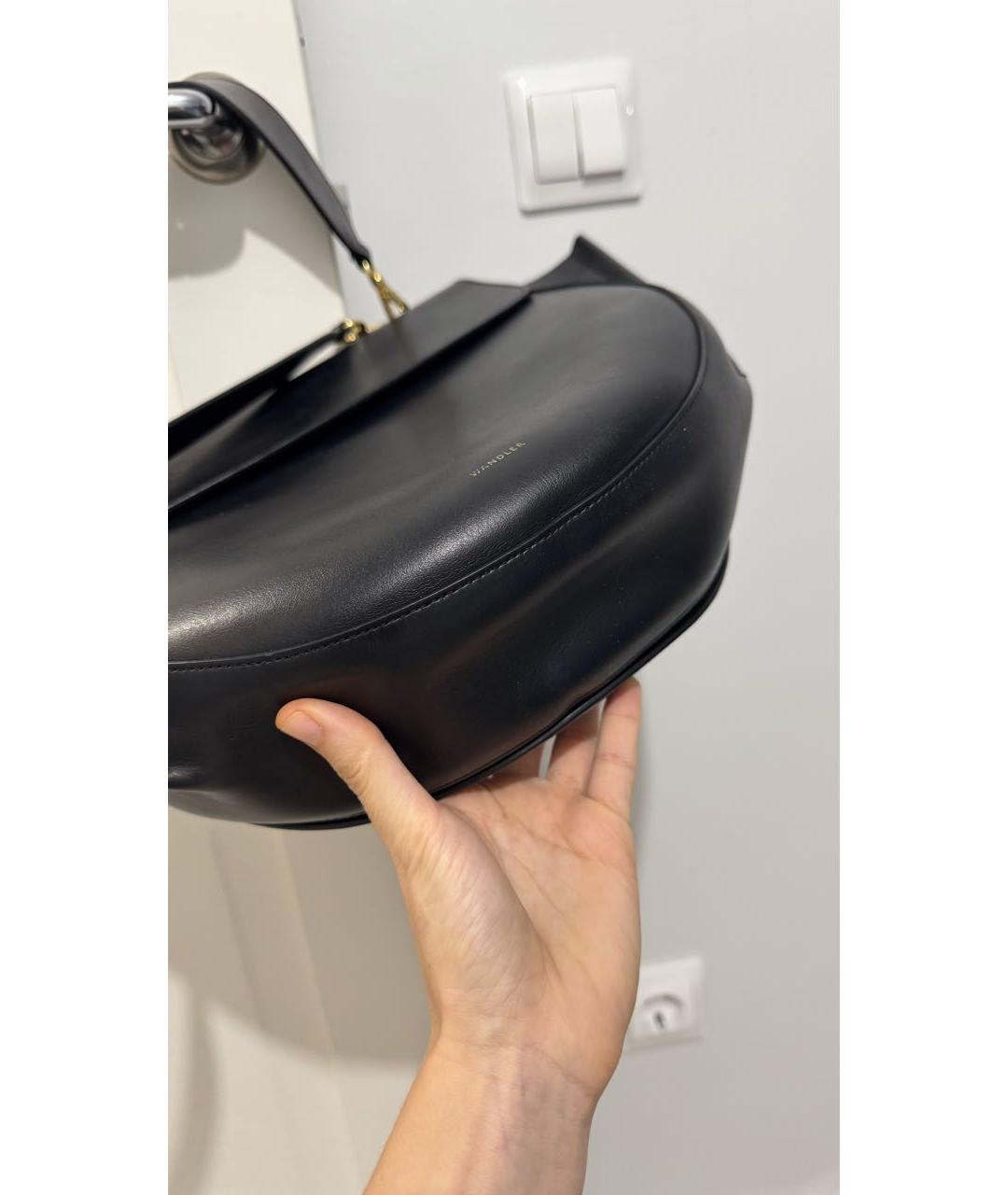 WANDLER Черная кожаная сумка с короткими ручками, фото 8