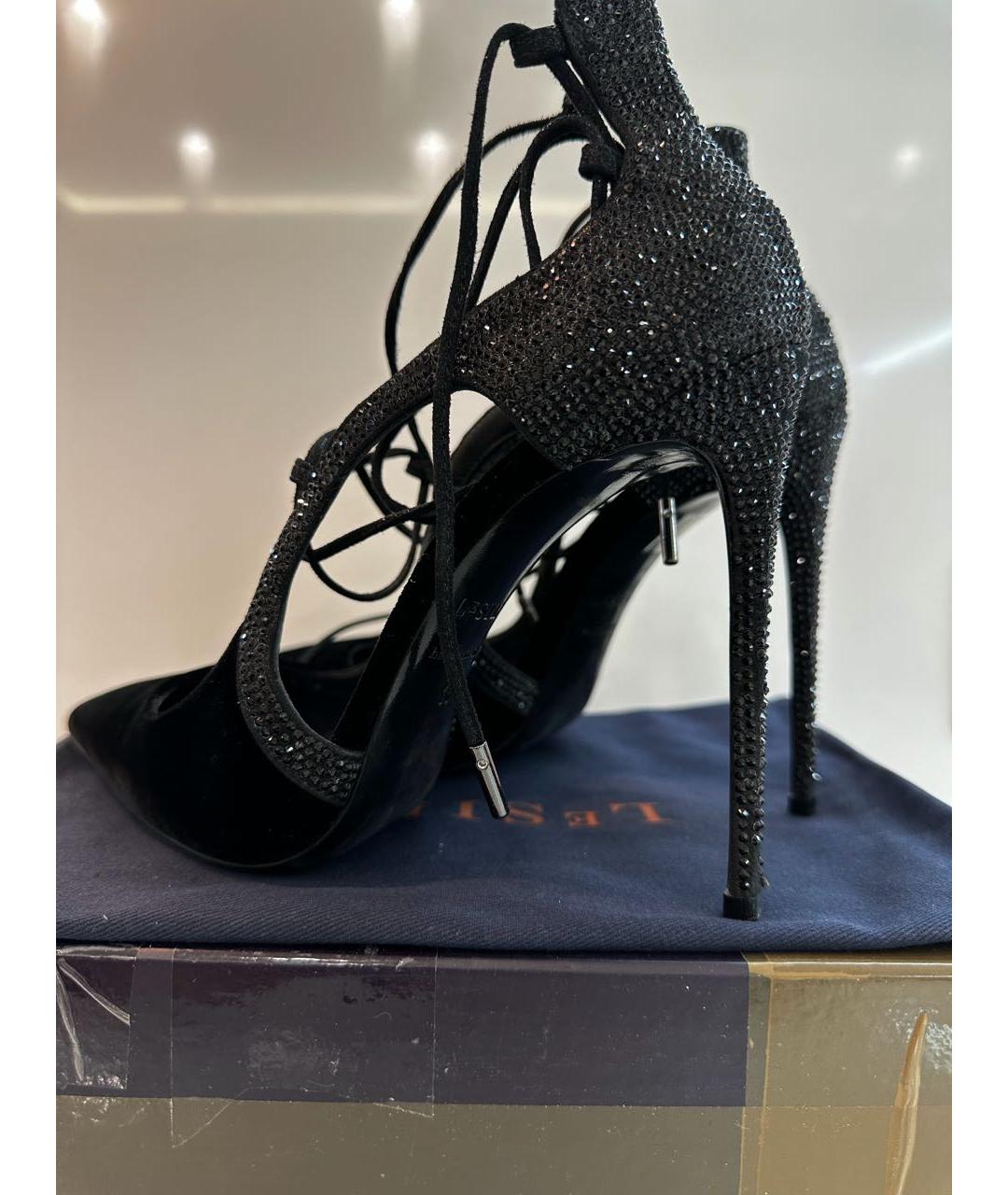 LE SILLA Черные бархатные туфли, фото 3