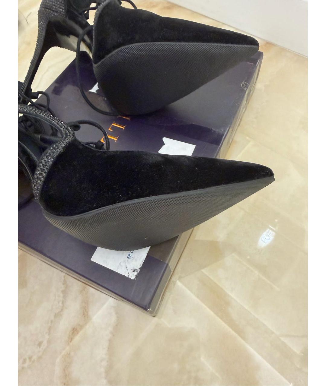 LE SILLA Черные бархатные туфли, фото 5