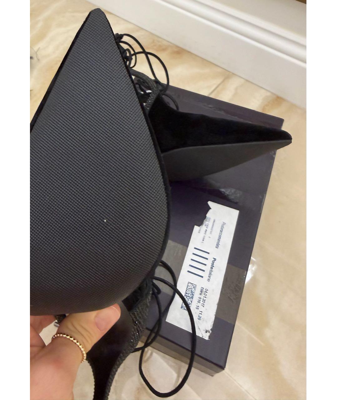 LE SILLA Черные бархатные туфли, фото 8