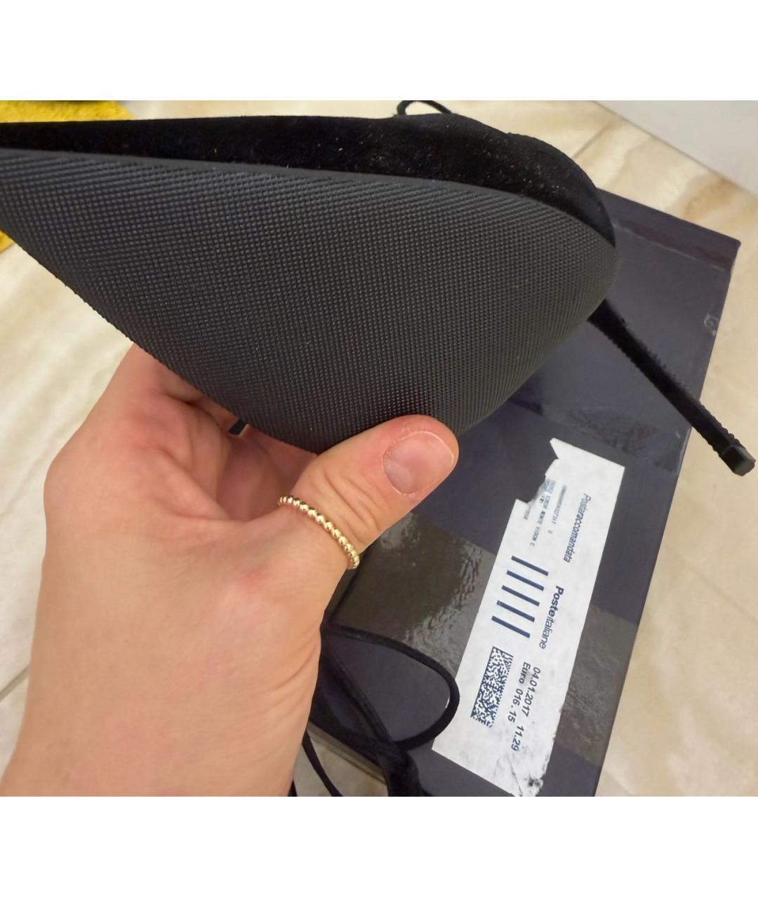 LE SILLA Черные бархатные туфли, фото 6