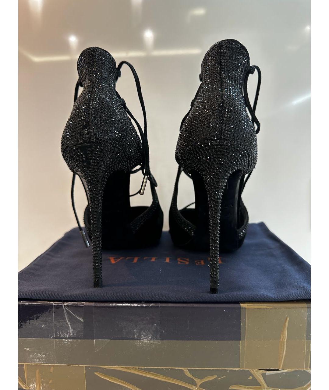 LE SILLA Черные бархатные туфли, фото 4