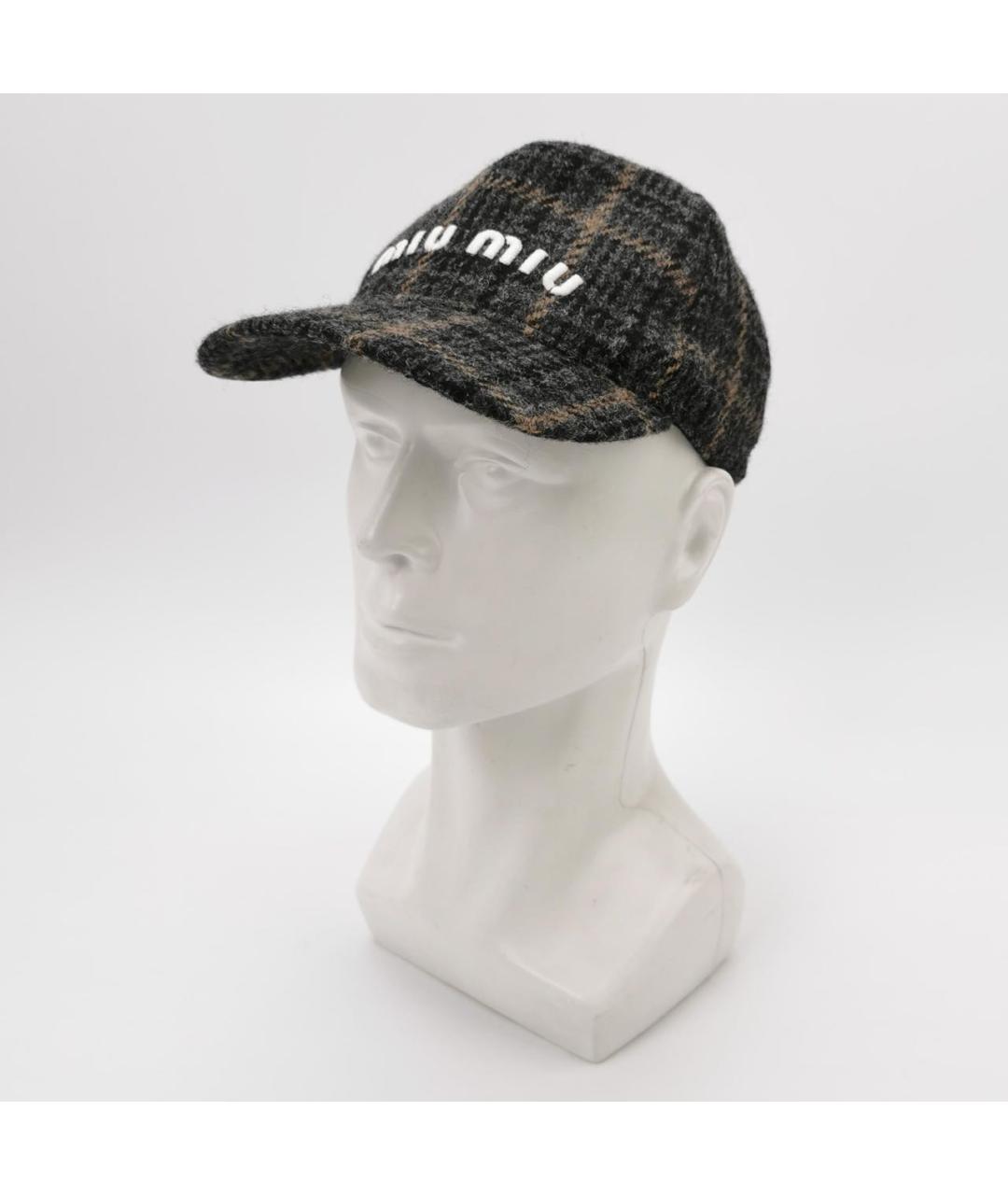 MIU MIU Черная шерстяная кепка, фото 2