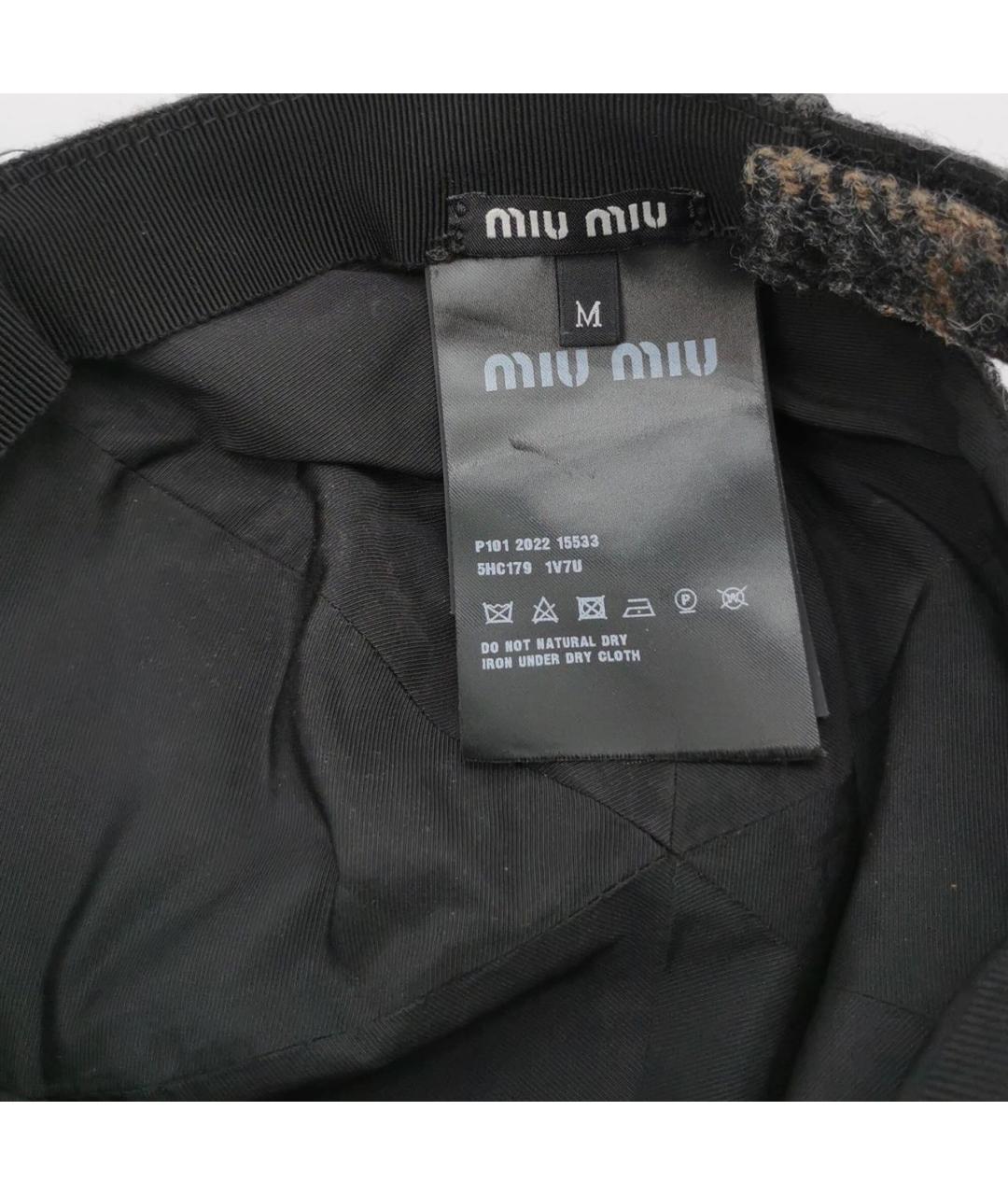 MIU MIU Черная шерстяная кепка, фото 5