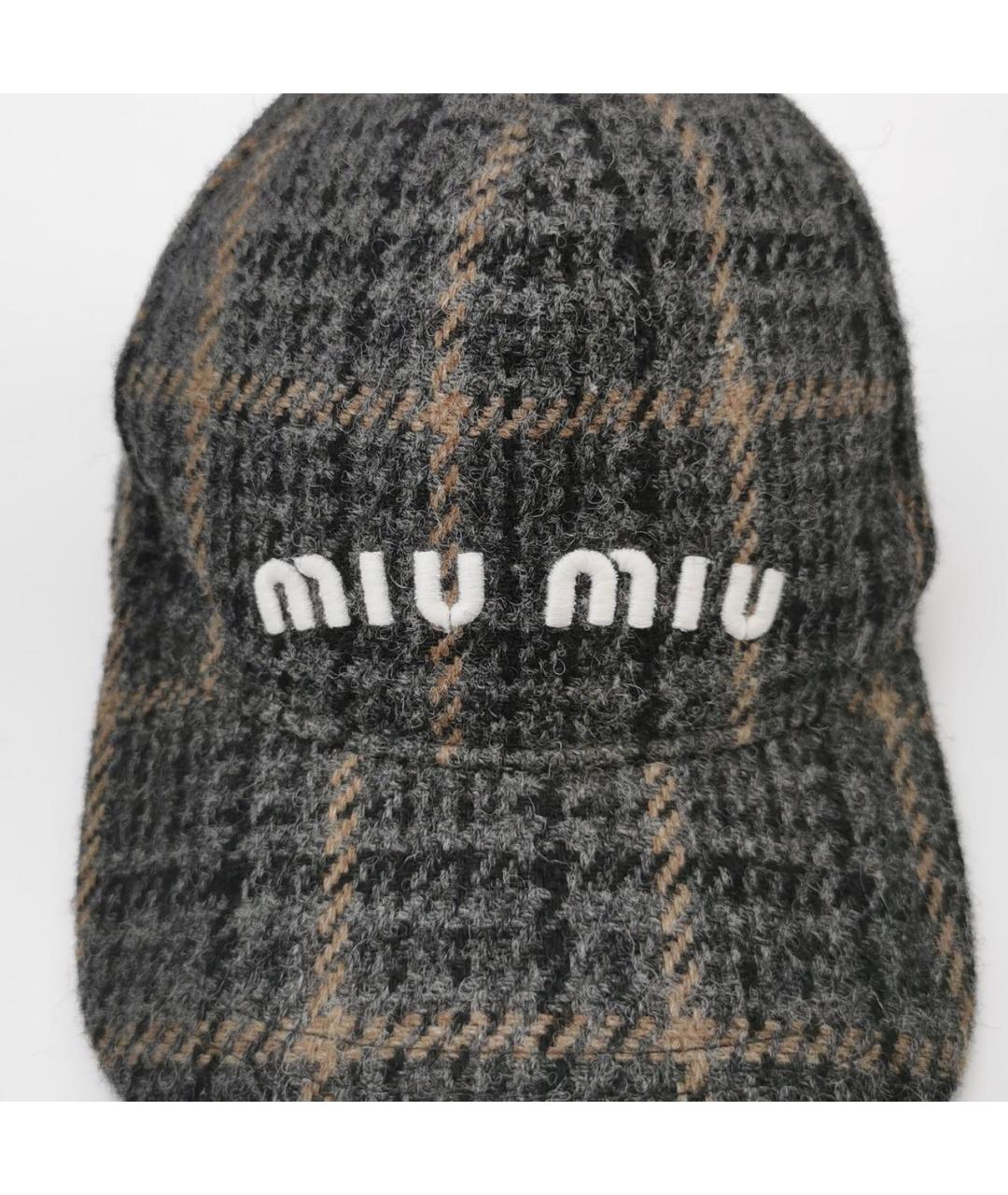 MIU MIU Черная шерстяная кепка, фото 4