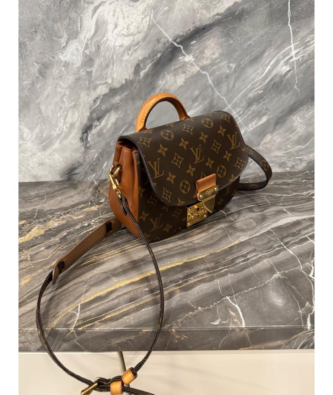 LOUIS VUITTON Коричневая кожаная сумка через плечо, фото 5