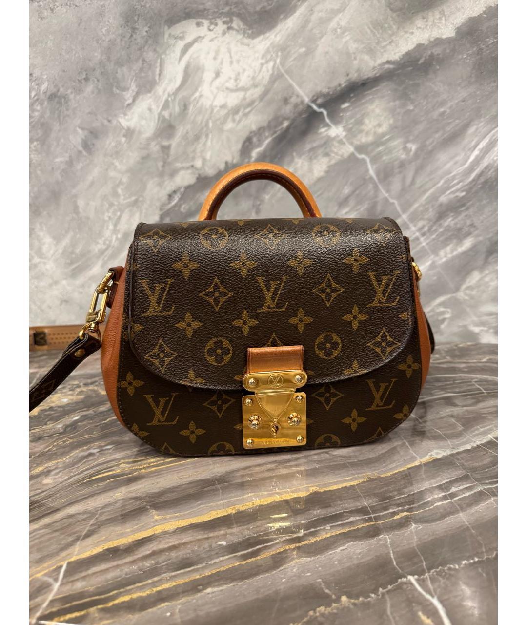 LOUIS VUITTON Коричневая кожаная сумка через плечо, фото 6