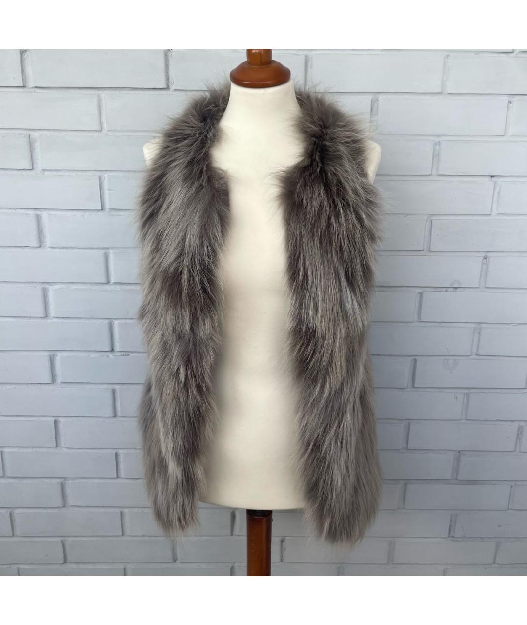 INES & MARECHAL Серый меховой жилет, фото 9