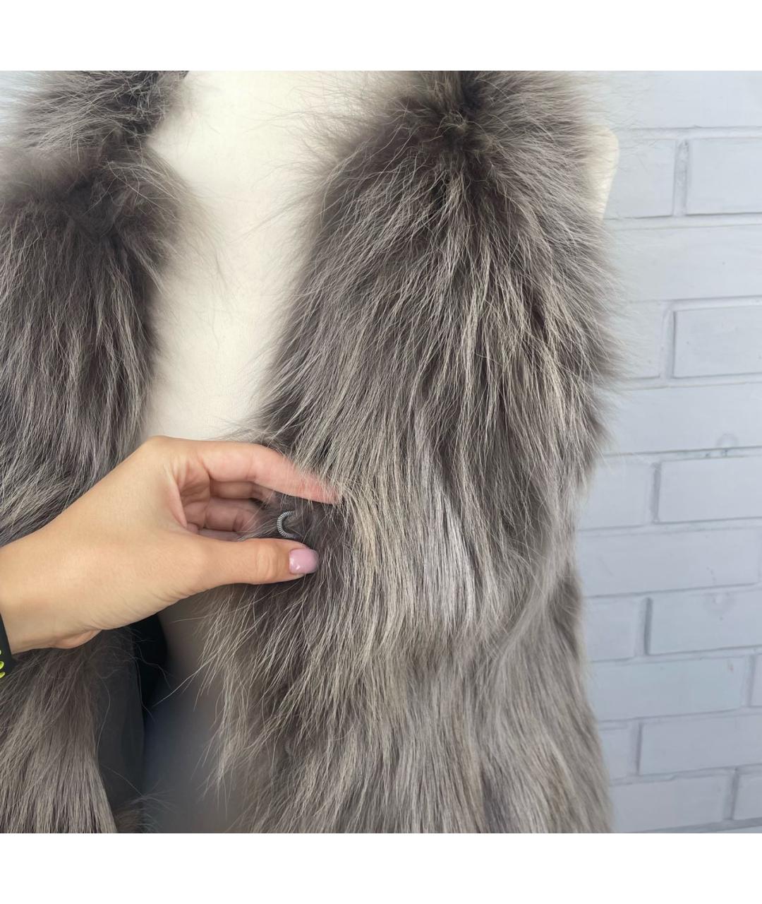 INES & MARECHAL Серый меховой жилет, фото 5