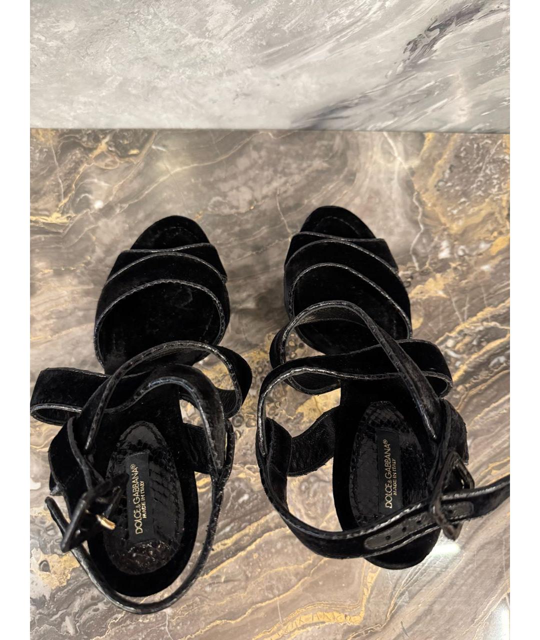 DOLCE&GABBANA Черные замшевые босоножки, фото 3