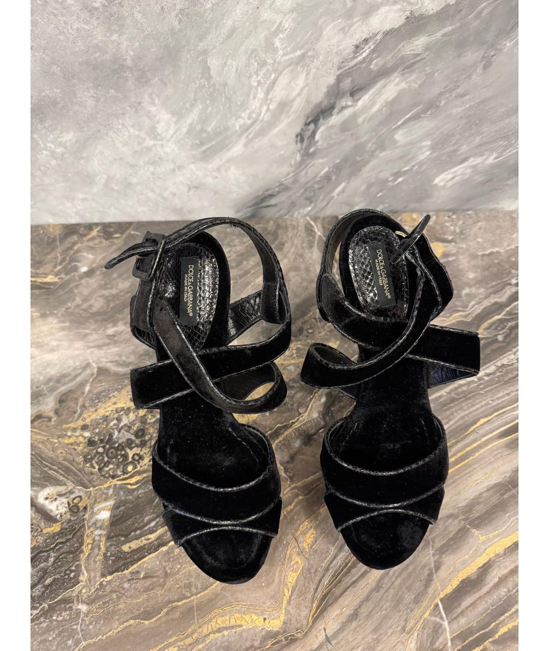 DOLCE&GABBANA Черные замшевые босоножки, фото 2