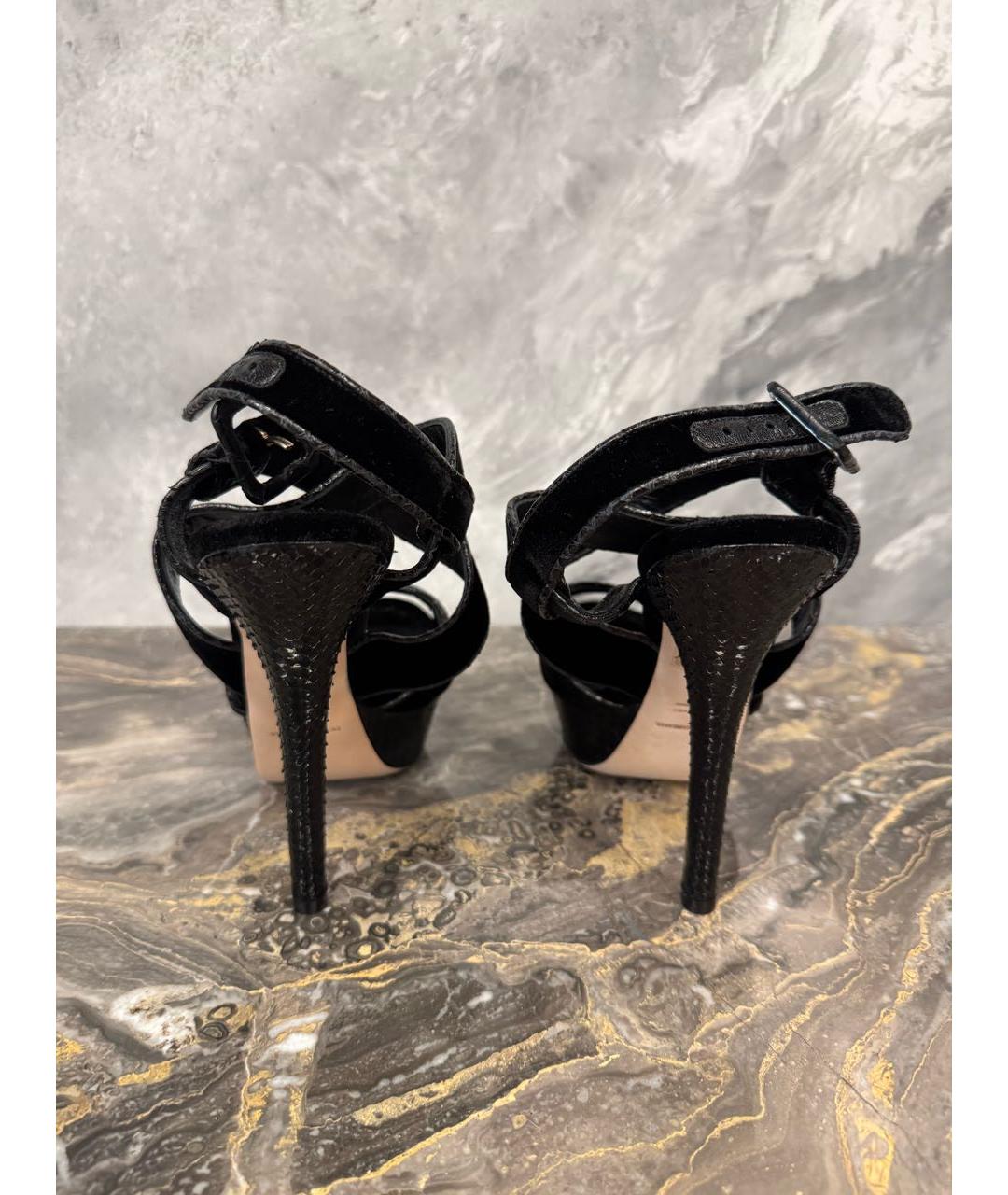 DOLCE&GABBANA Черные замшевые босоножки, фото 4