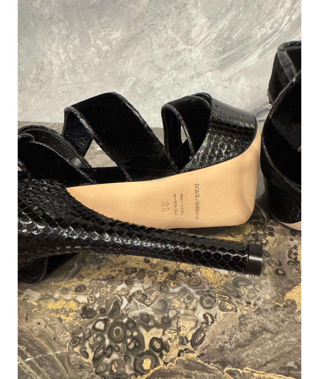 DOLCE&GABBANA Черные замшевые босоножки, фото 5