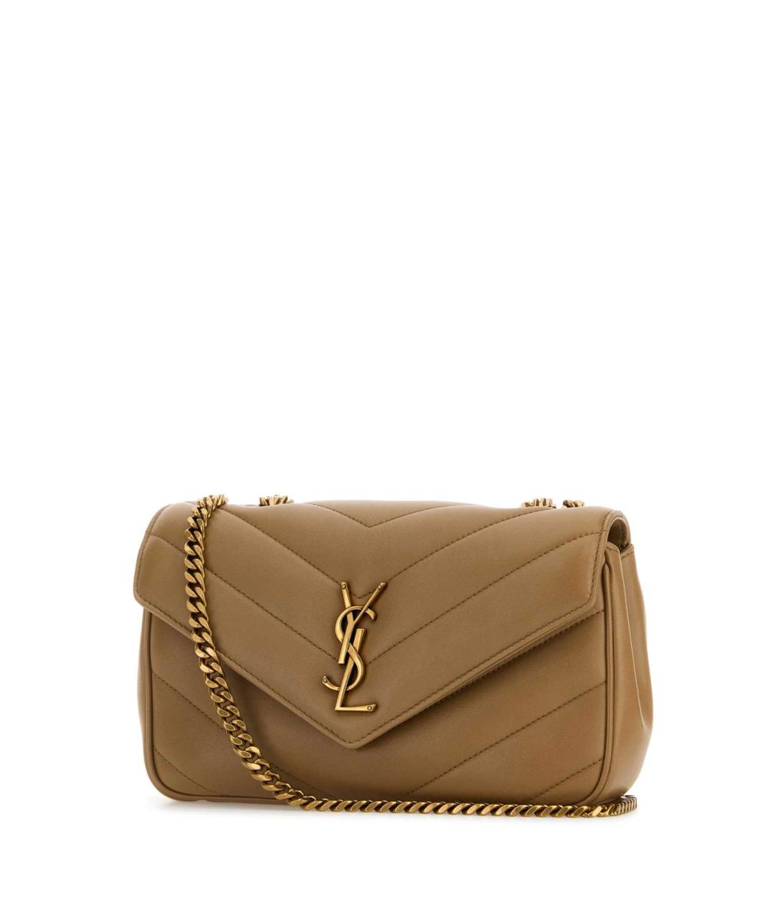 SAINT LAURENT Бежевая кожаная сумка через плечо, фото 2