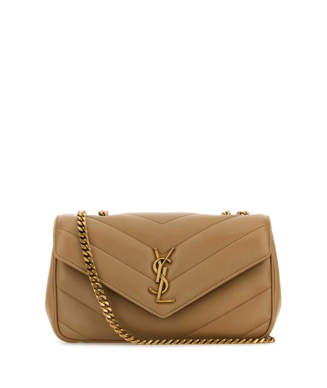 SAINT LAURENT Бежевая кожаная сумка через плечо, фото 1