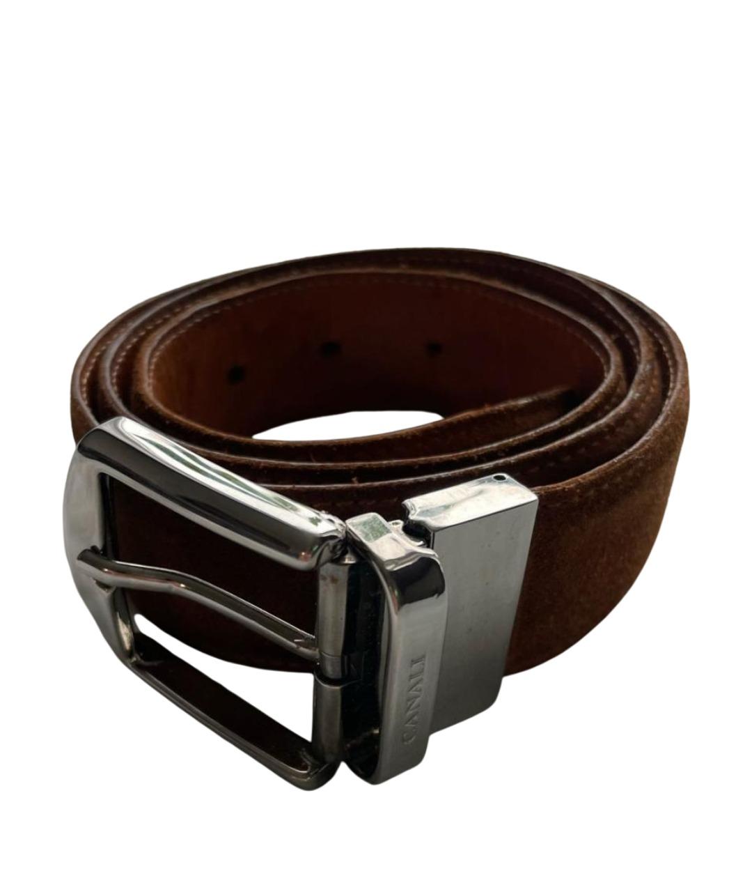 CANALI Коричневый замшевый ремень, фото 1