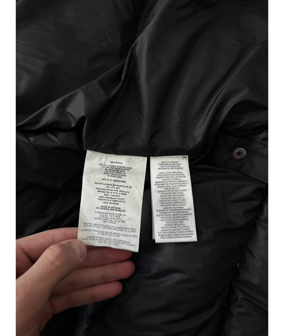 POLO RALPH LAUREN Черный полиэстеровый пуховик, фото 5