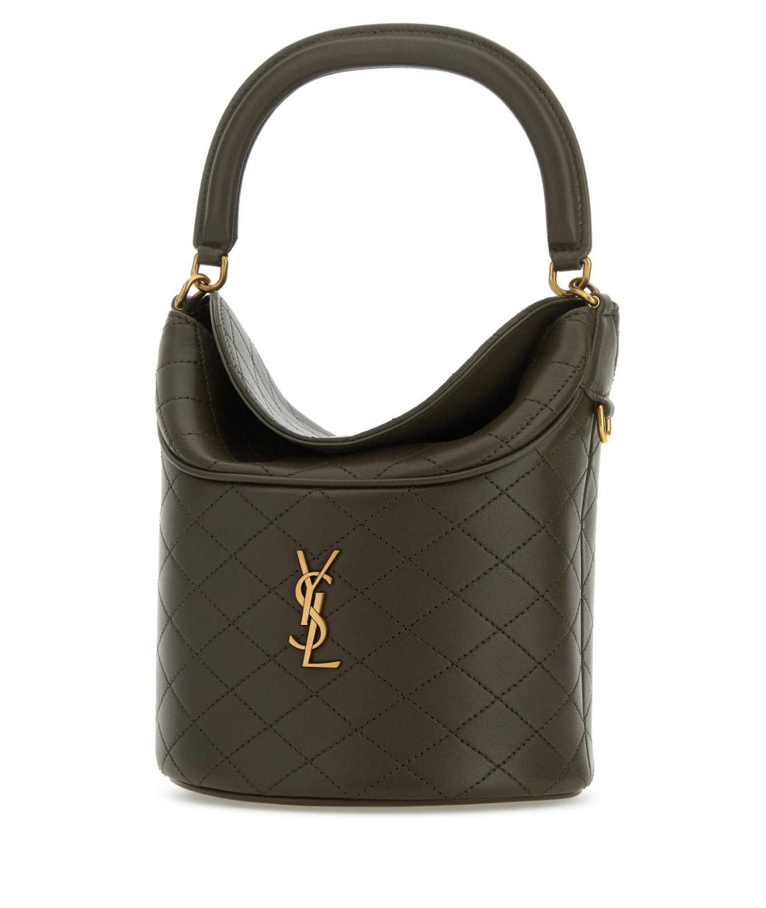 SAINT LAURENT Коричневая кожаная сумка с короткими ручками, фото 1