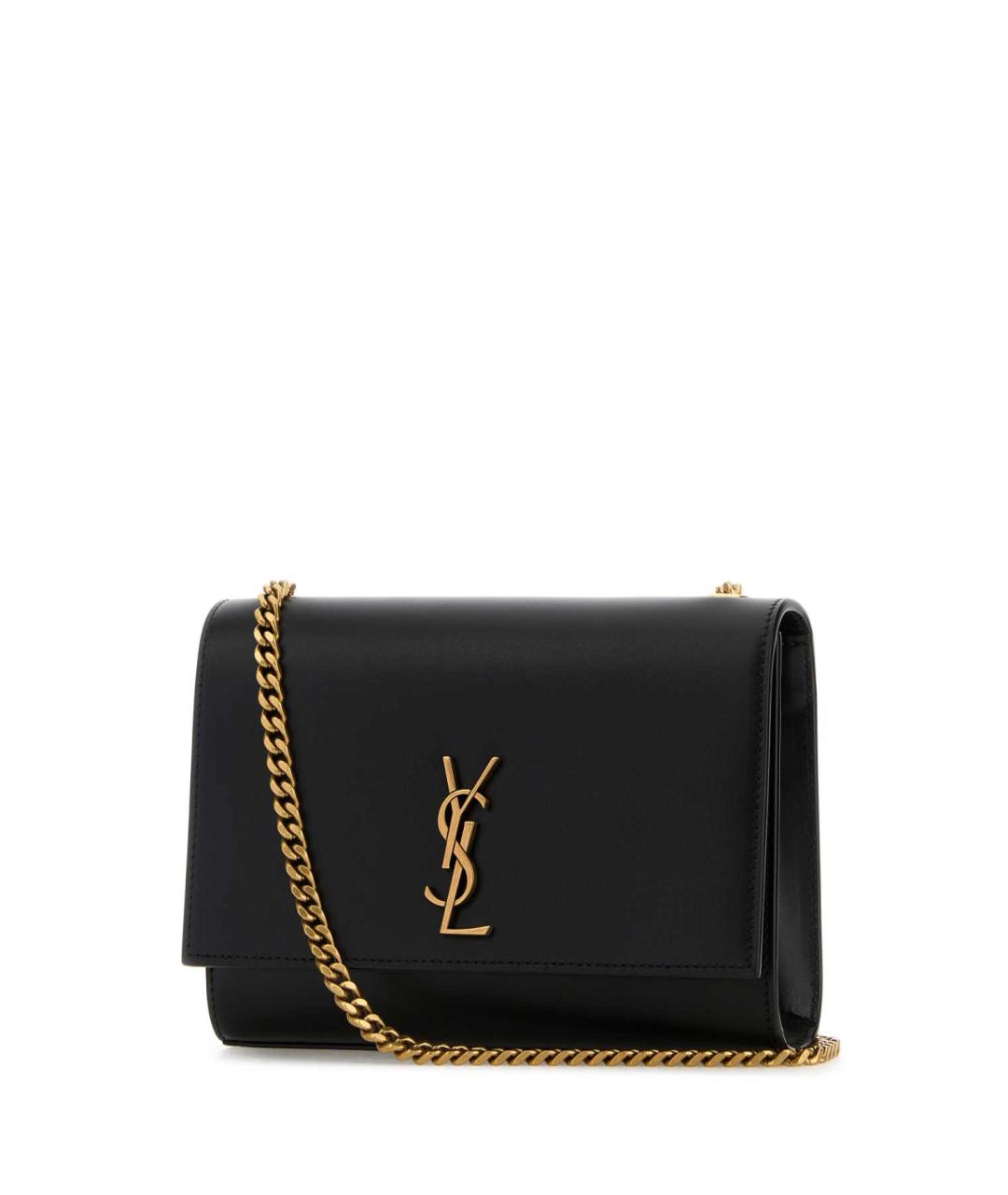 SAINT LAURENT Черная кожаная сумка через плечо, фото 2