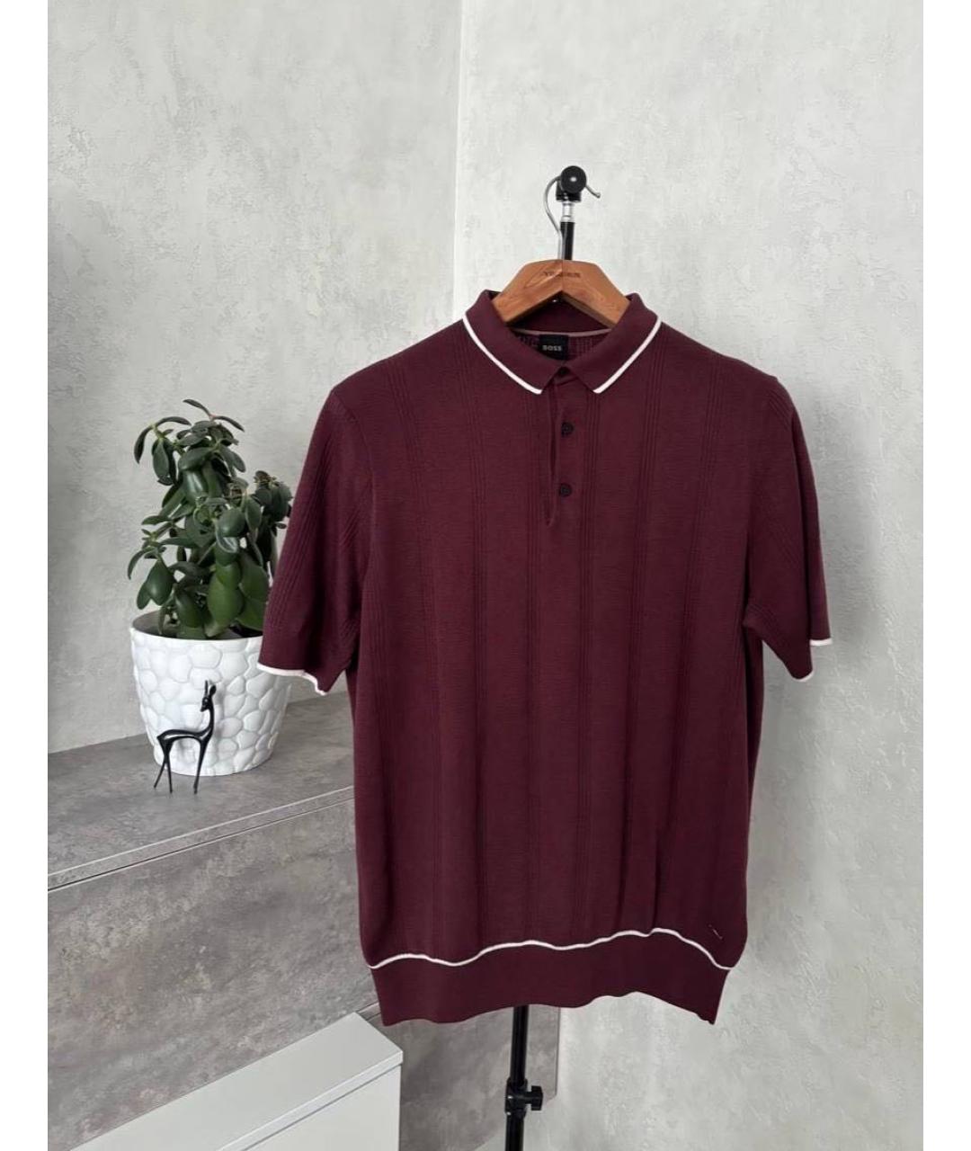 HUGO BOSS Бордовая шелковая кэжуал рубашка, фото 6