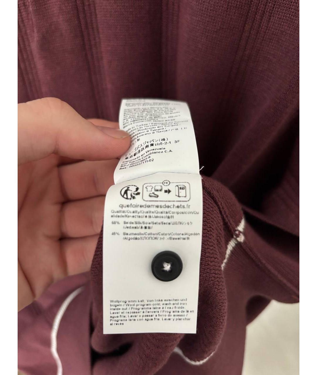 HUGO BOSS Бордовая шелковая кэжуал рубашка, фото 5