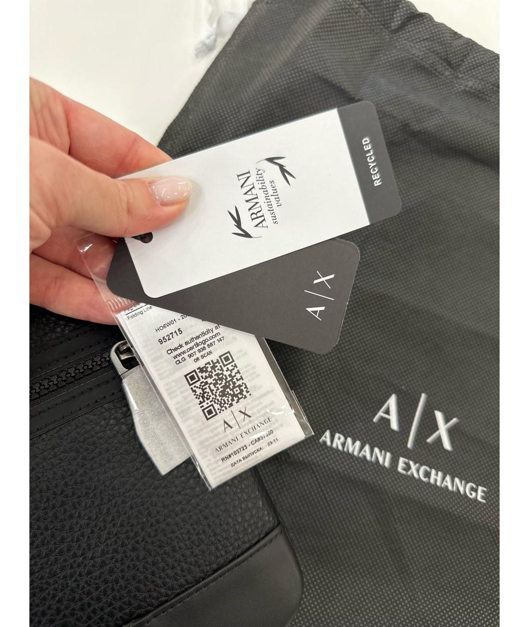 ARMANI EXCHANGE Черная сумка на плечо из искусственной кожи, фото 6