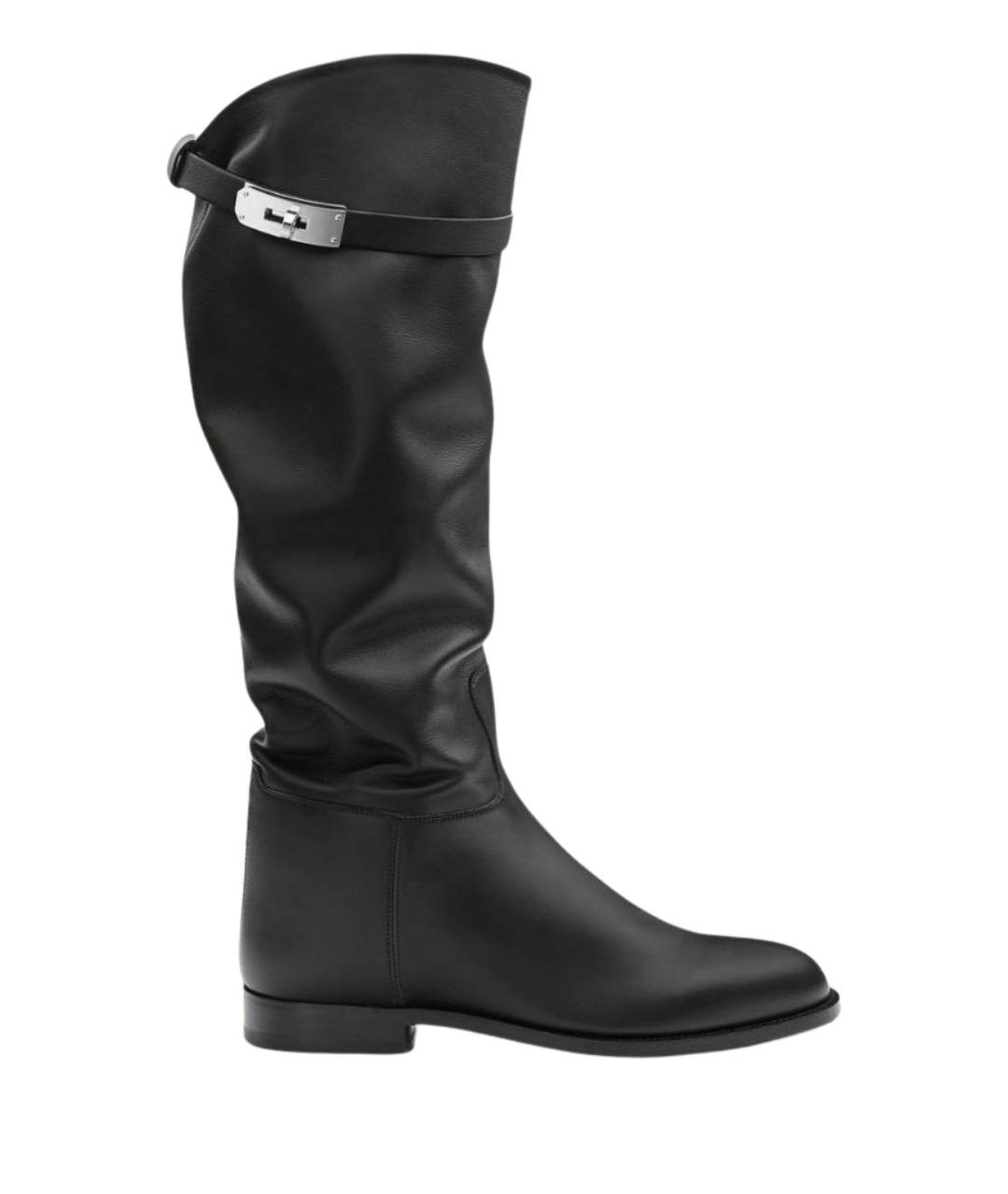 HERMES Черные кожаные сапоги, фото 1