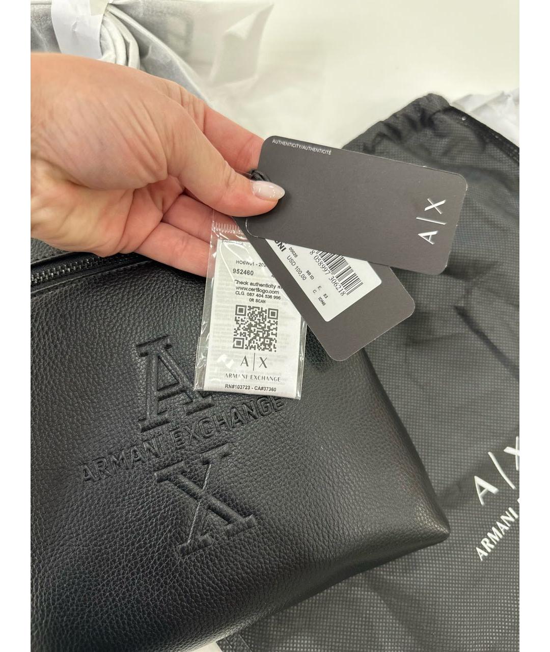 ARMANI EXCHANGE Черная сумка на плечо из искусственной кожи, фото 5