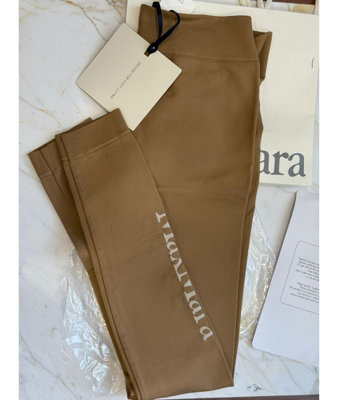 MAX MARA Бежевые полиамидовые леггинсы и велосипедки, фото 2