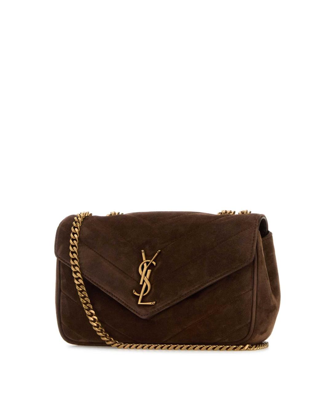 SAINT LAURENT Коричневая замшевая сумка через плечо, фото 2