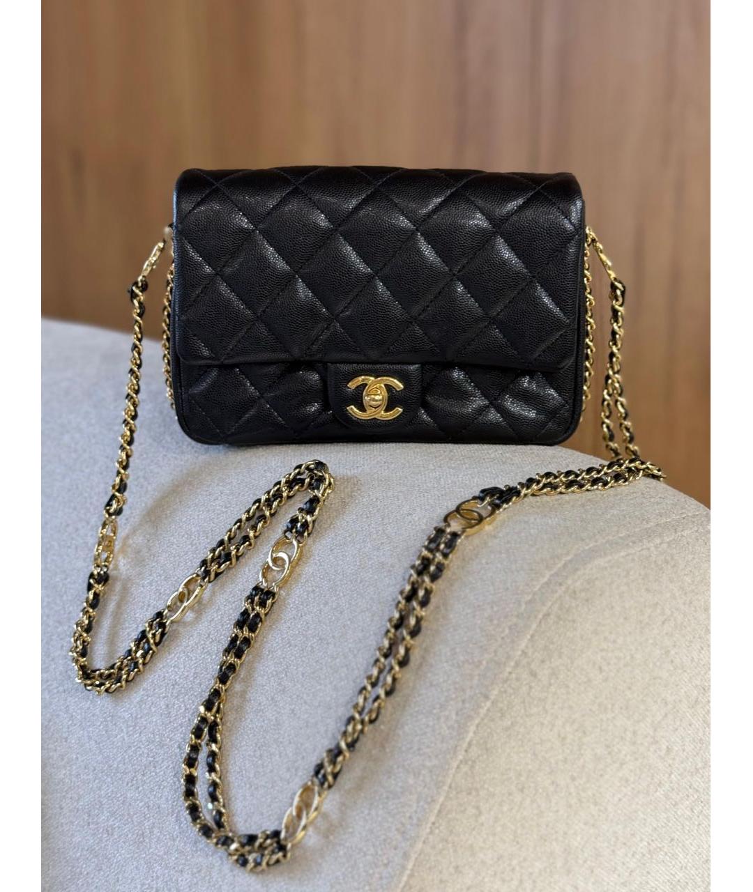 CHANEL Черная кожаная сумка через плечо, фото 5