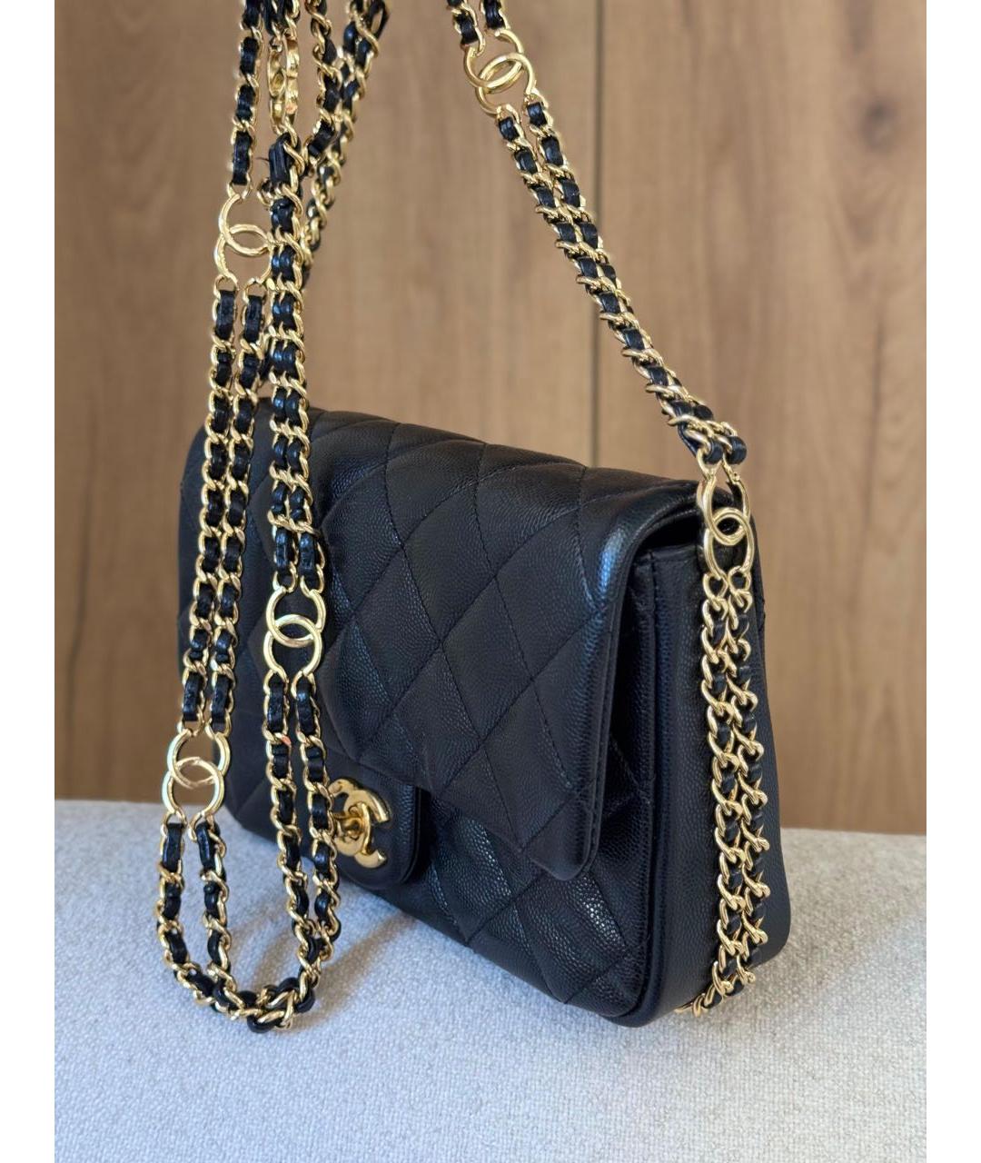CHANEL Черная кожаная сумка через плечо, фото 3