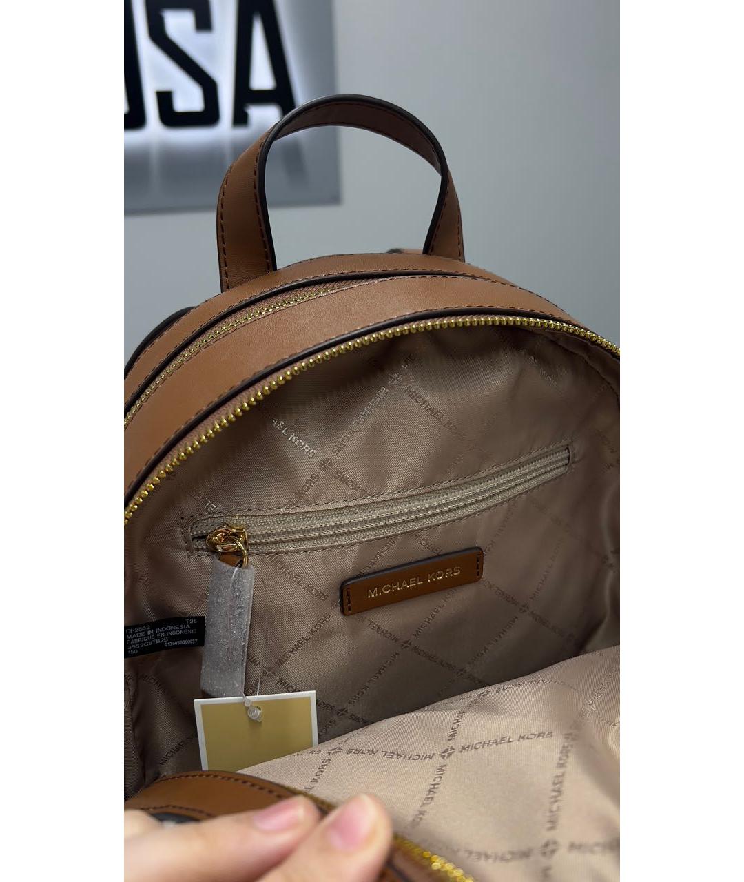 MICHAEL KORS Коричневый кожаный рюкзак, фото 4