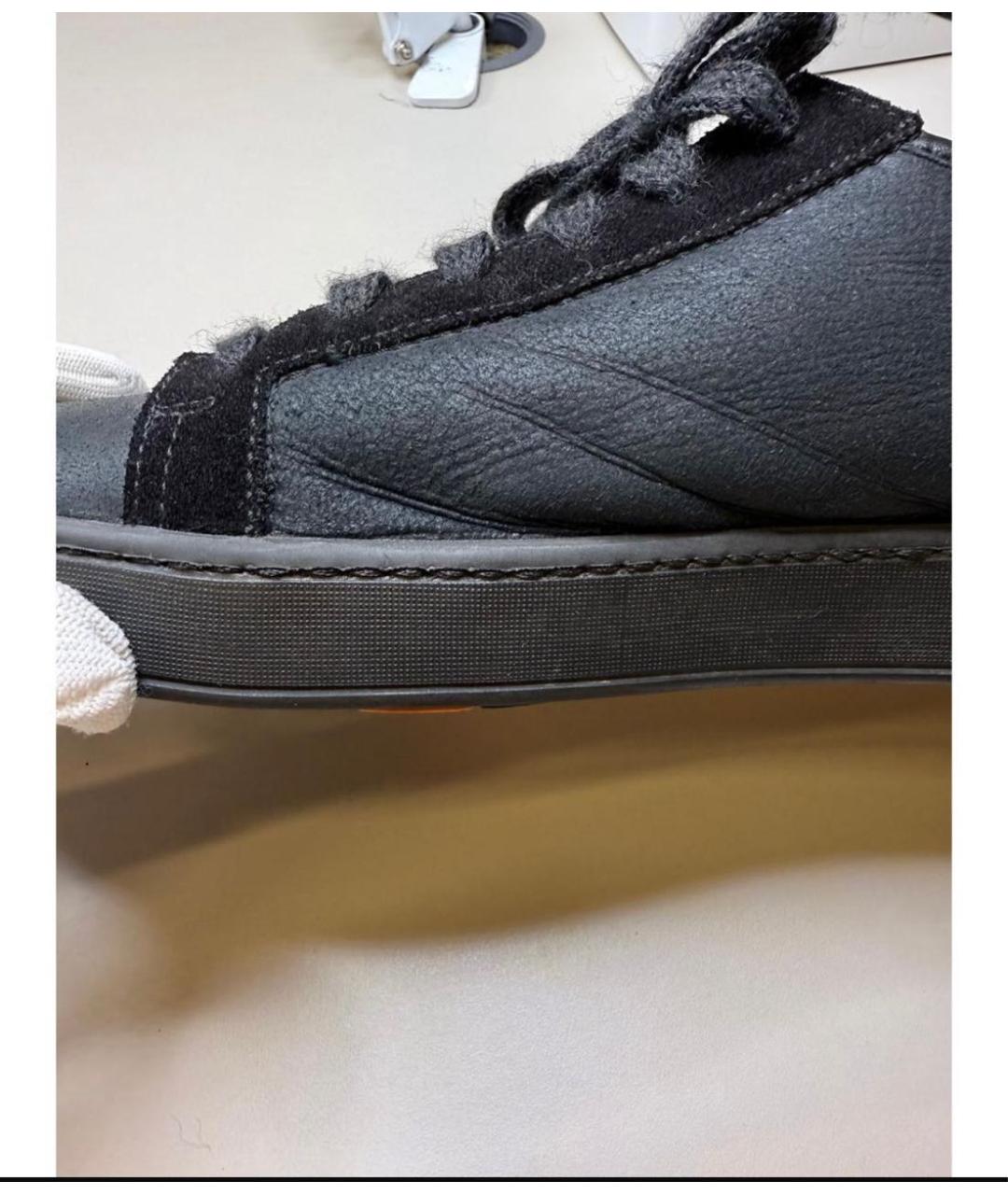 SANTONI Черные кожаные низкие кроссовки / кеды, фото 7