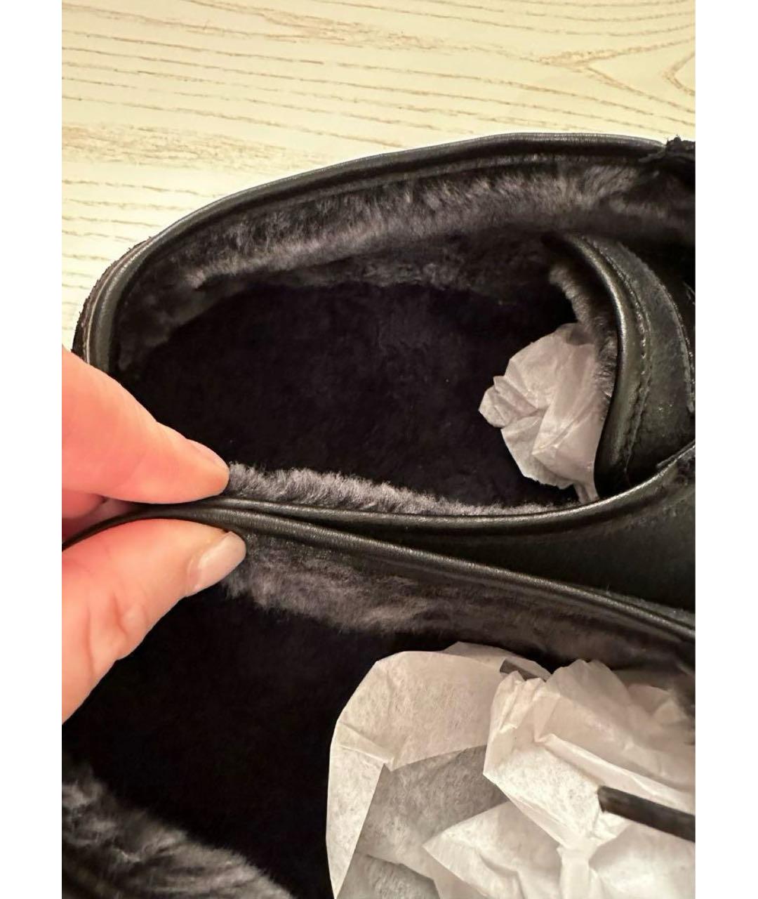 SANTONI Черные кожаные низкие кроссовки / кеды, фото 3