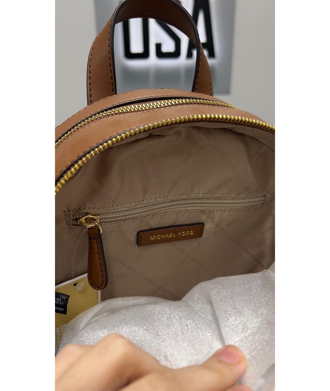 MICHAEL KORS Коричневый кожаный рюкзак, фото 4