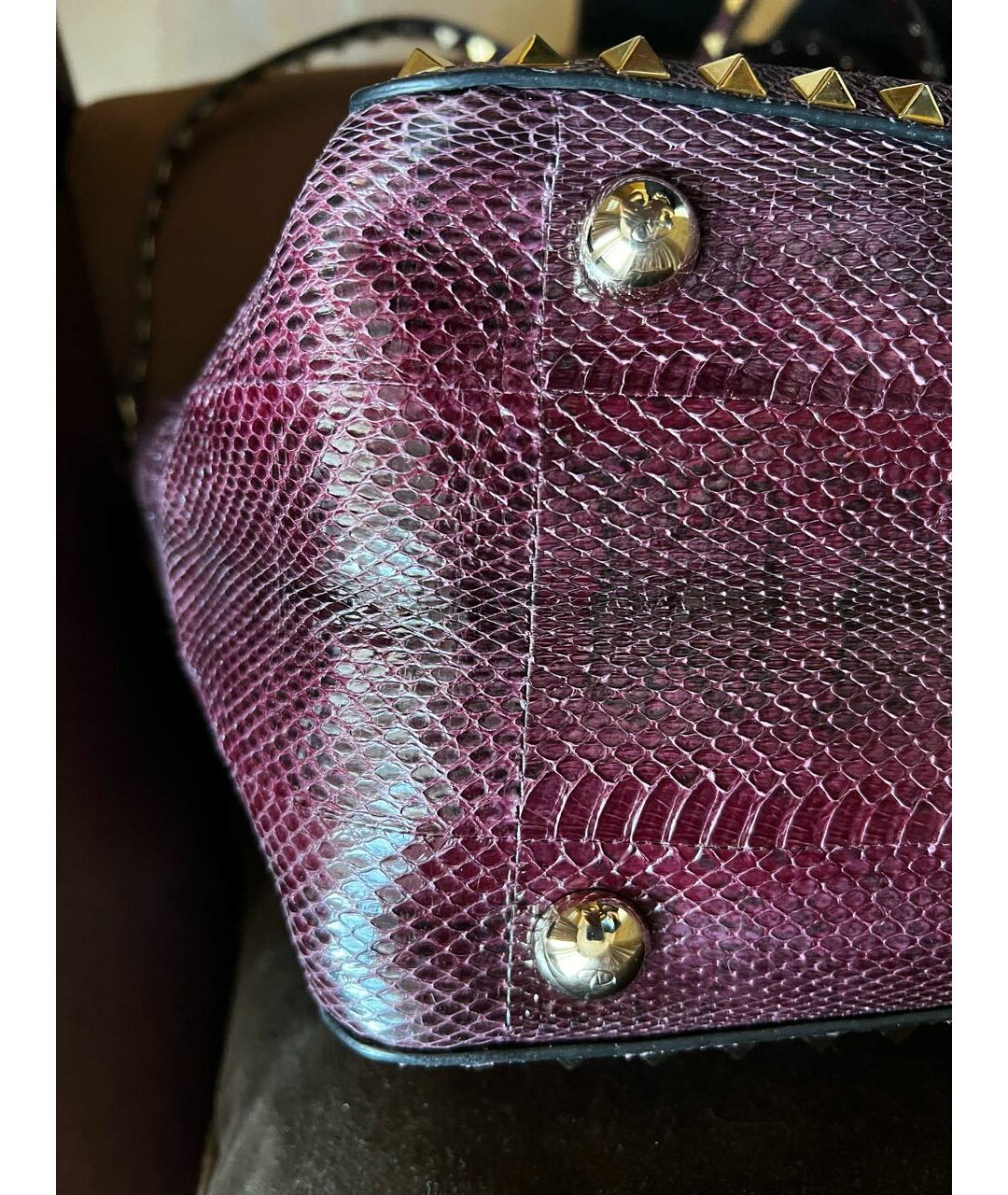 VALENTINO Бордовая сумка тоут из экзотической кожи, фото 5